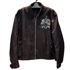 Xelement Jacket Mens XL Black Embroidered Skull Motorcycle Full Zip Biker